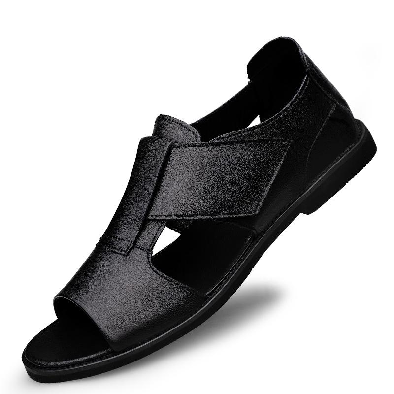 

Мужские сандалии из натуральной кожи с перфорацией, деловая повседневная обувь, удобная мягкая подошва, пляжные кожаные сандалии на плоской подошве, дизайнерские мужские сандалии 45