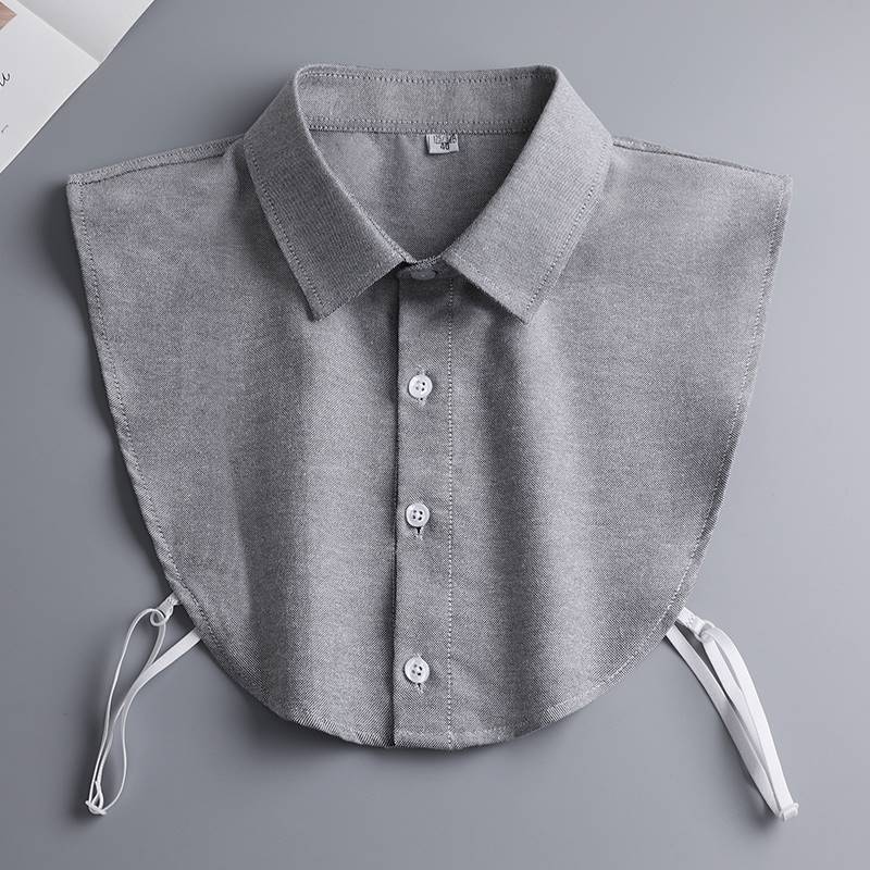 Graue Bluse mit falschem Kragen Elegante Bluse mit Rüschenkante Vielseitiges Hemd für Erwachsene Exquisites einfarbiges Hemd Einzelverpackung Hemd