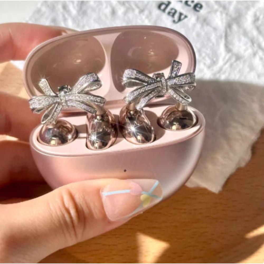 Cute Sparkling Diamond Cherry Blossom Bluetooth Earphone Case Decoration, Fashion Rhinestone Flower Earphone Accessory for Women, 1PC