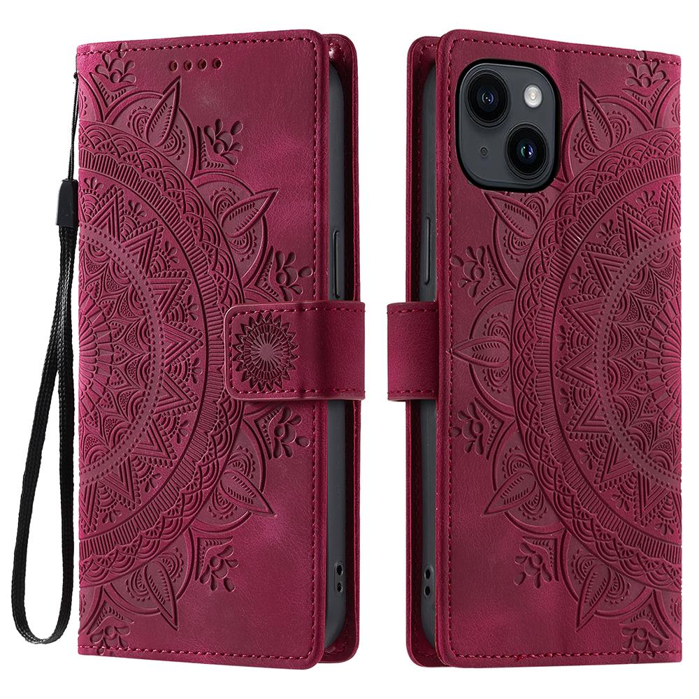Style 018 For iPhone 13 Case Imprinted Totem Skin Feel Wallet Leather Phone Cover
