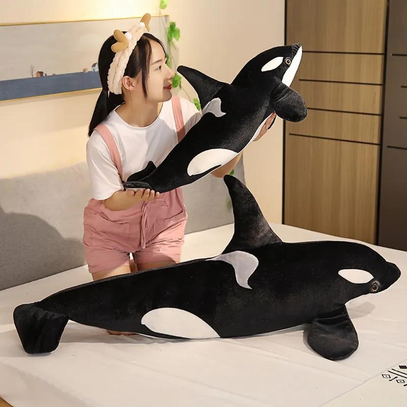 Giant 130cm Killer Whale Plush Toys Stuffed Orcinus Orca Fish Doll Shark Cartoon Soft Sleep Pillow Kids Girls Baby Funny Gift