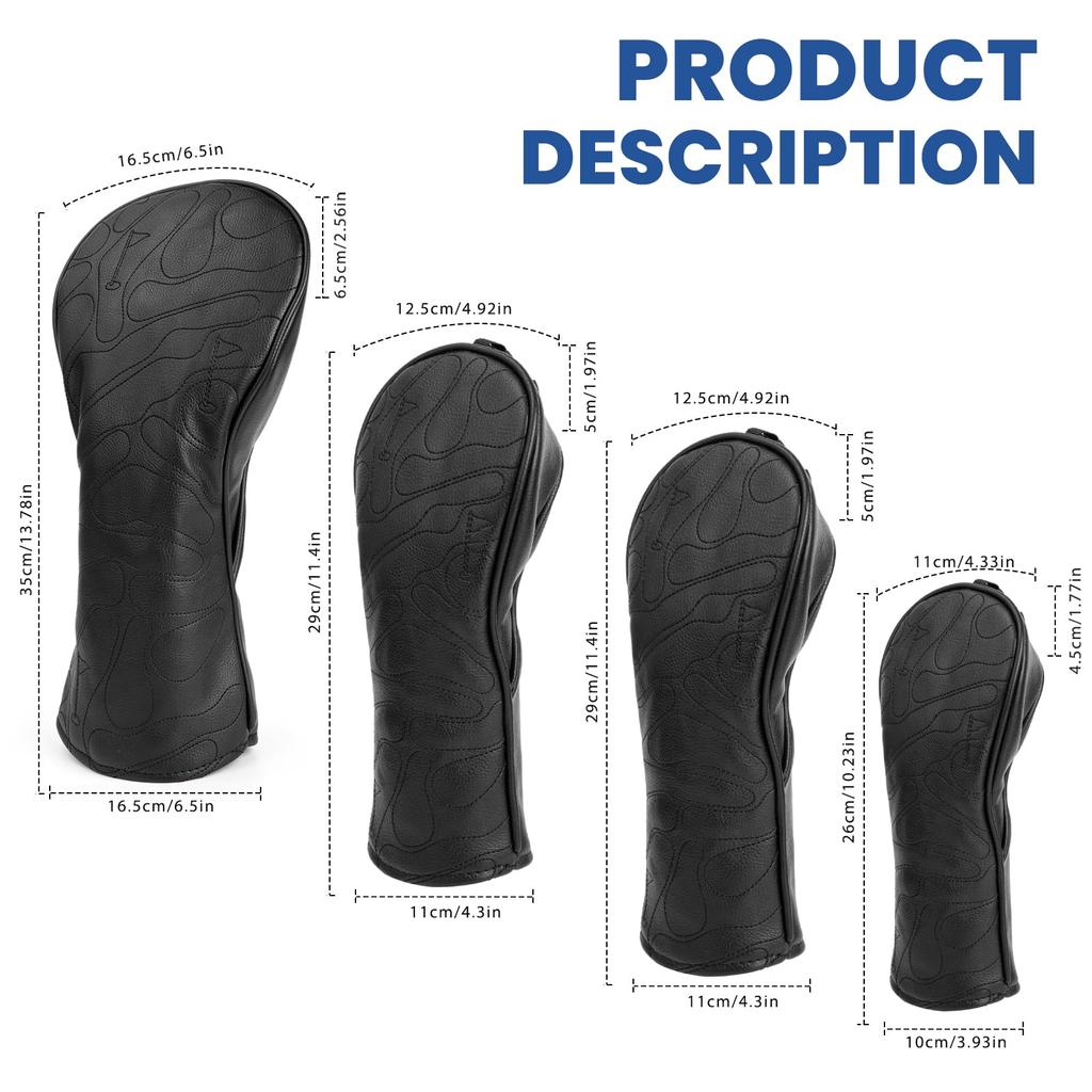 Golf Club Goblet Golf Golf Wood Aliennana Driver Covers Fairway Wood Covers Utility Covers Cover for Made of PU Leather 4-Piece Headcovers,