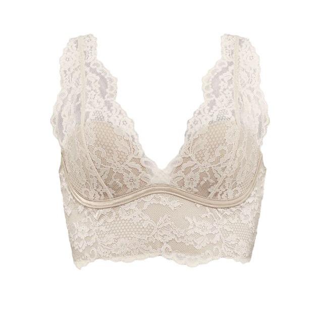 

Кружевное нижнее белье женское тонкое с непустой чашкой удобный бюстгальтер-майка со спинкой и бретелями XL абрикосовый