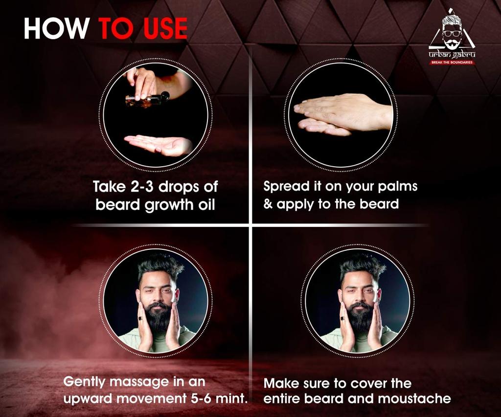 UrbanGabru Bart Booster Wachstumsöl für Männer 60 ml Packung 1 | Dickerer Längerer Bart Nährendes Haaröl