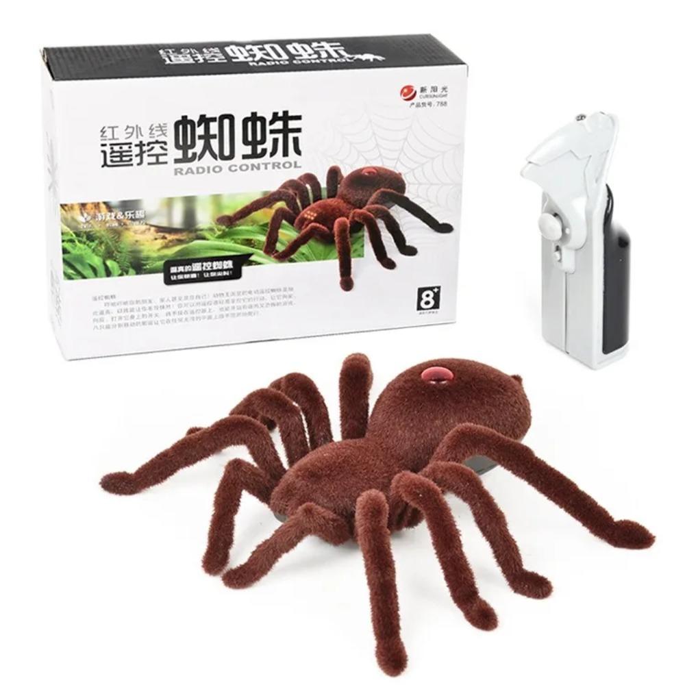 Electronic Remote Control Tarantula Realistic Crawling Spider with Glowing Eyes 4CH Smart RC Prank Toy for Halloween Scary Gift