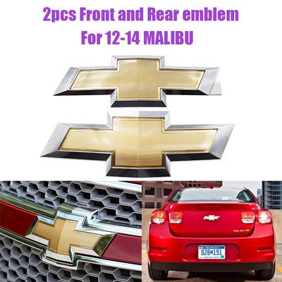 2pcs ABS Car Front and Rear Logo Front Grill Rear Bumper Tail Door Trunk Emblem Sticker Accessories For 12-14 MALIBU