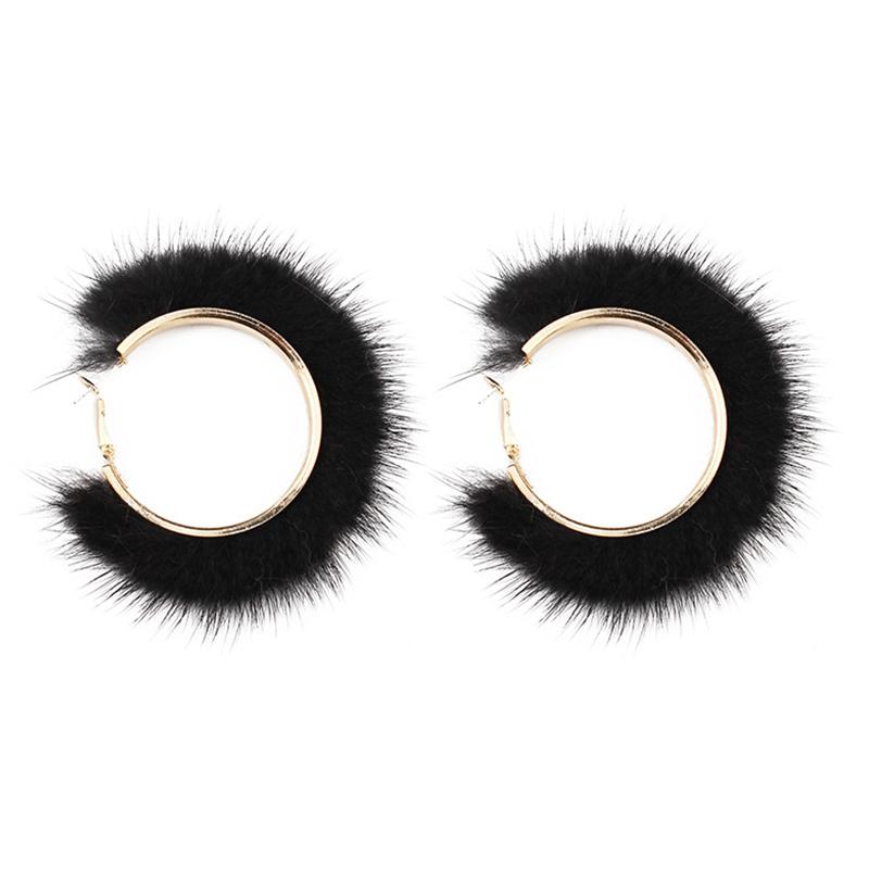 1 Paar Schmuck Wunderschönes Plüschdesign Alltags-Ohrringe Mode Goldene Kreolen Vielseitiges Flauschiges Fell-Kreoldesign Niedlich Mehrfarbig