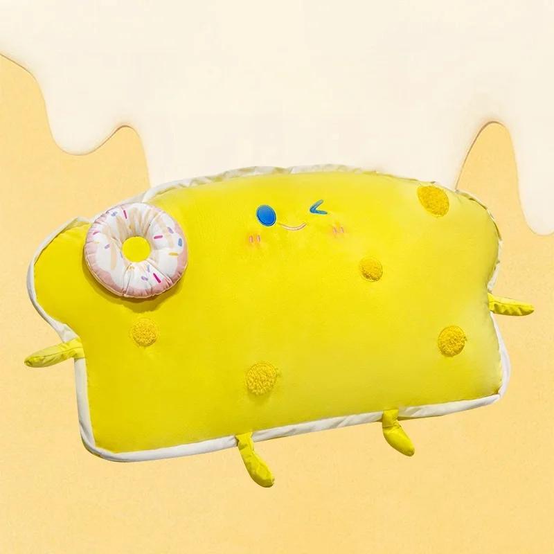 

Cartoon Kawaii Cheese Bread Plush Pillow Toy Stuffed Croissant Cheese Fluffy Soft Cushion Valentine s Day Girl Gift Decor 80cm