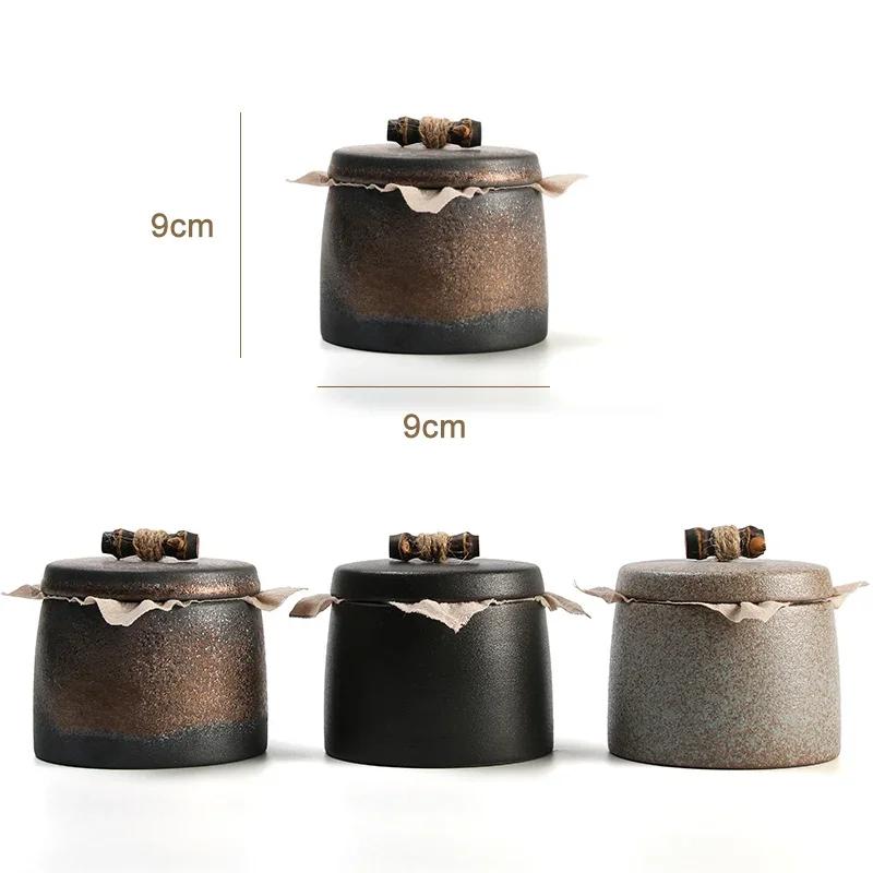 Ceramic Moisture-proof Sealed Tank Tea Caddy Organizer Home Storage Tank retro black ceramic moisture-proof sealed jar Tea Can