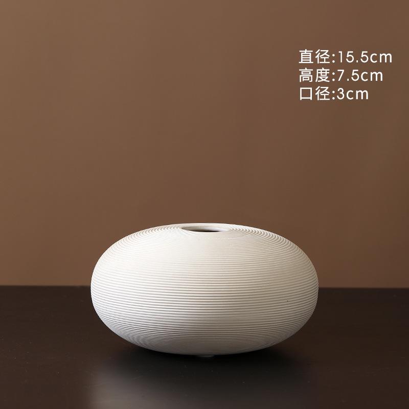 Simple White Vegetative Ceramic Vase Ins Ornaments Living Room Dining Table Home Decoration Mini Dried Flower Soft Decor Gift