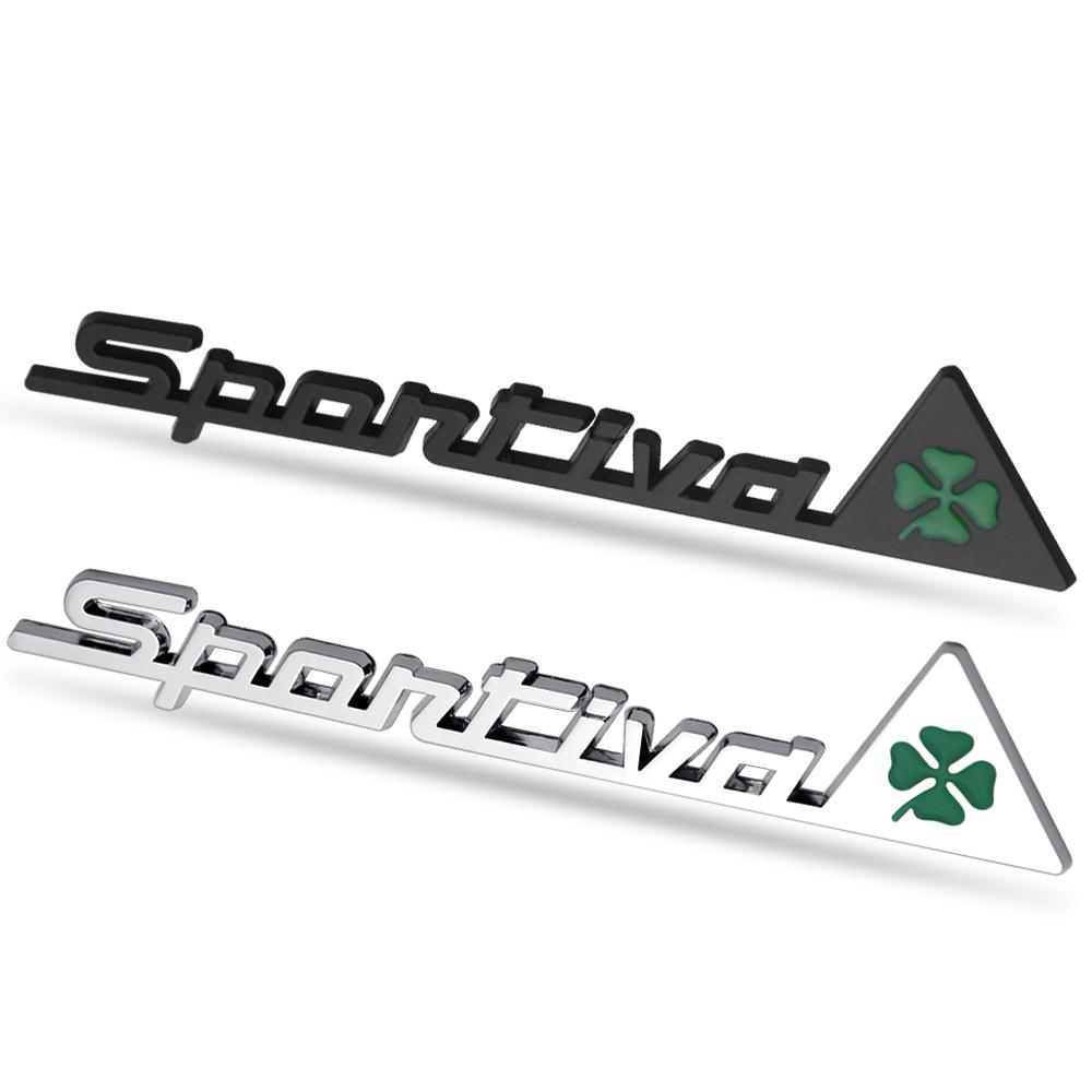 1PC Four Leaf Clover Sportiva Logo Car Rear Trunk Decoration Metal Sticker for Alfa Romeo Giulia Mito Giulietta GT 147 156 159 qa9
