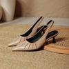 French bag head sandals women's summer 2025 new temperament pointed high heels thin heel pleated shallow mouth empty shoes
