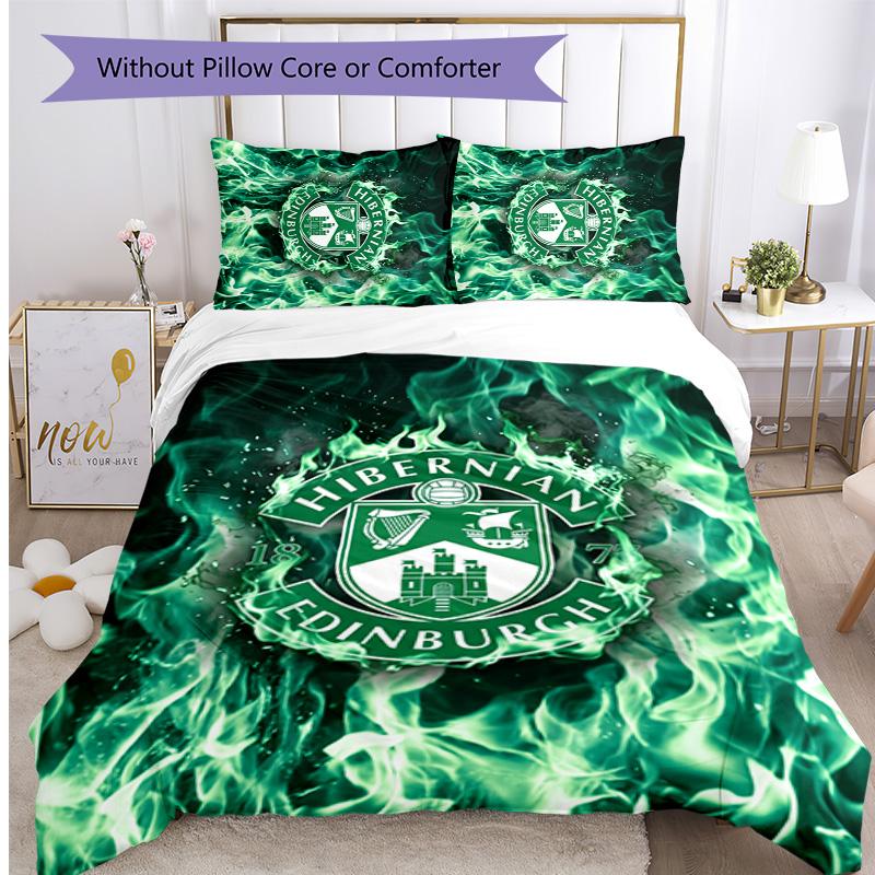 Hibernian FC Set Lenzuola Stampato 3 Pezzi Copripiumino Traspirante con Federe Biancheria da Letto Decorativa per Camera da Letto Casa
