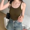 Estate Nuovo Colore Solido Semplice Canottiere da Donna Slim Casual Moda Top Femminile Albicocca Grigio Scuro Caffè Scuro Nero Canottiere