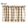Window Valance with Lace Trim Buffalo Check Valance, Ruffled Curtain And Bows, Small Valances Light Filtering Rod Pocket for Kitchen Living