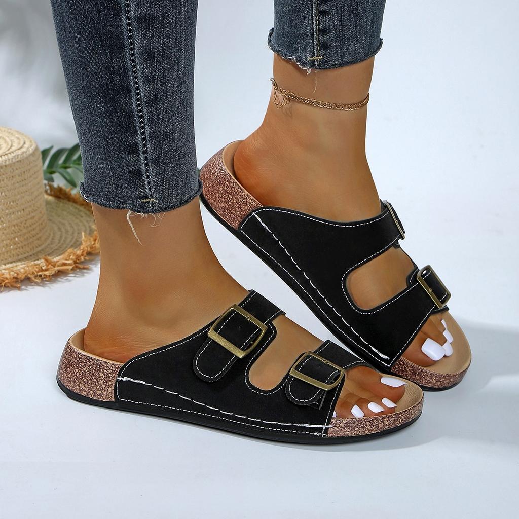 Fashion Cushion Outdoor Shoes Adjustable Buckle Cork  Slides for Sandals with Comfortable Arch Support Sandals Retro Women Men Sandals