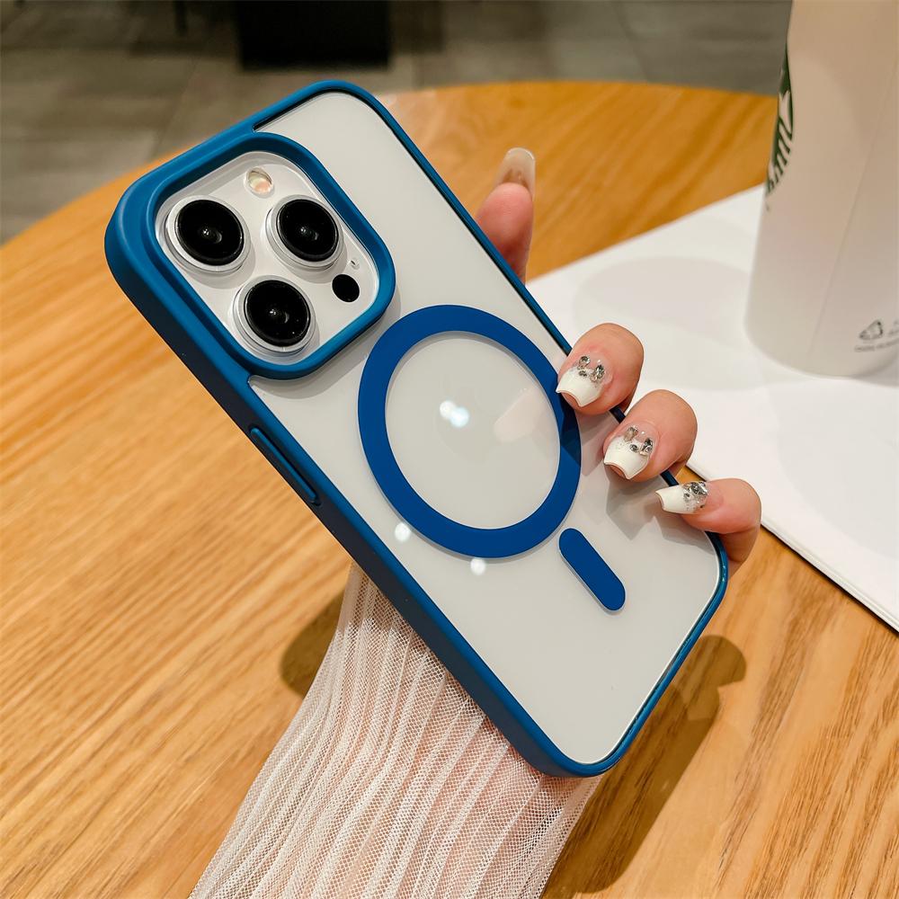Luxury Transparent Magnetic Phone Case for iPhone 15 14 12 11 13 Pro Max Mini X XS XR 7 8 Plus for Magsafe Charge Acrylic Cover