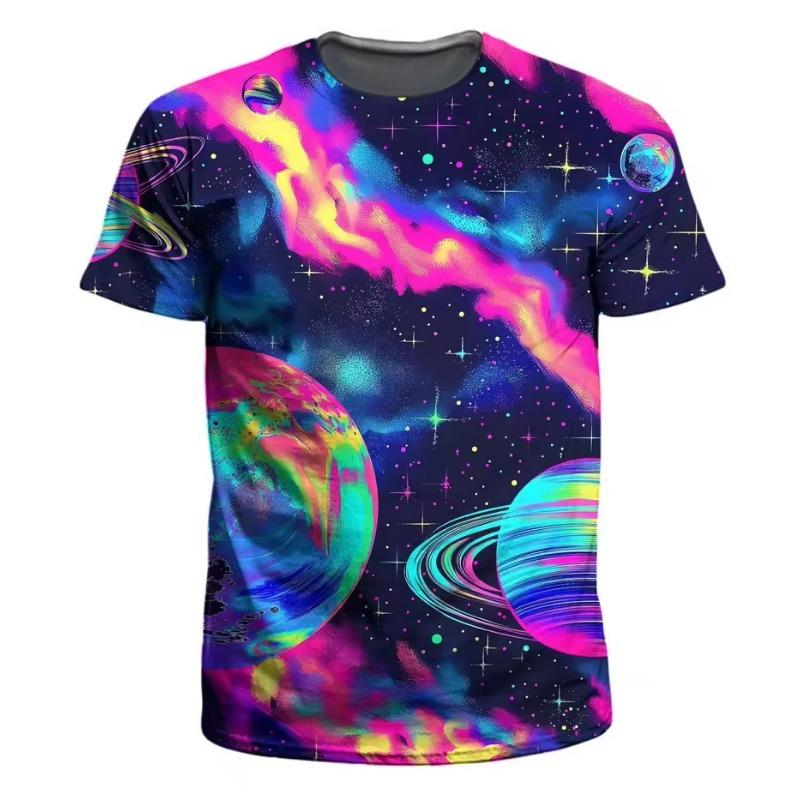 Men's T-Shirts 3D Print Colorful Pattern Round Neck T-Shirts Casual Men Tops Oversized Fashion Tees Clothing
