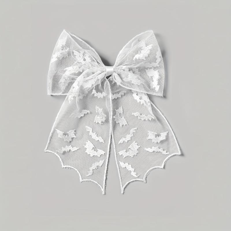 Punk Style Halloween Bat Mesh Bow Mysterious Black Heavy Duty Hair Clip Niche Design High-End Back Of The Head Hair Clip