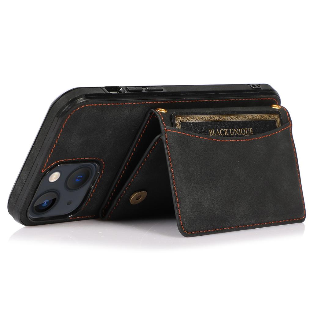 Pro iPhone 15 Pouzdro na telefon Třídílná peněženka Stojánek PU kůže+TPU Zadní kryt