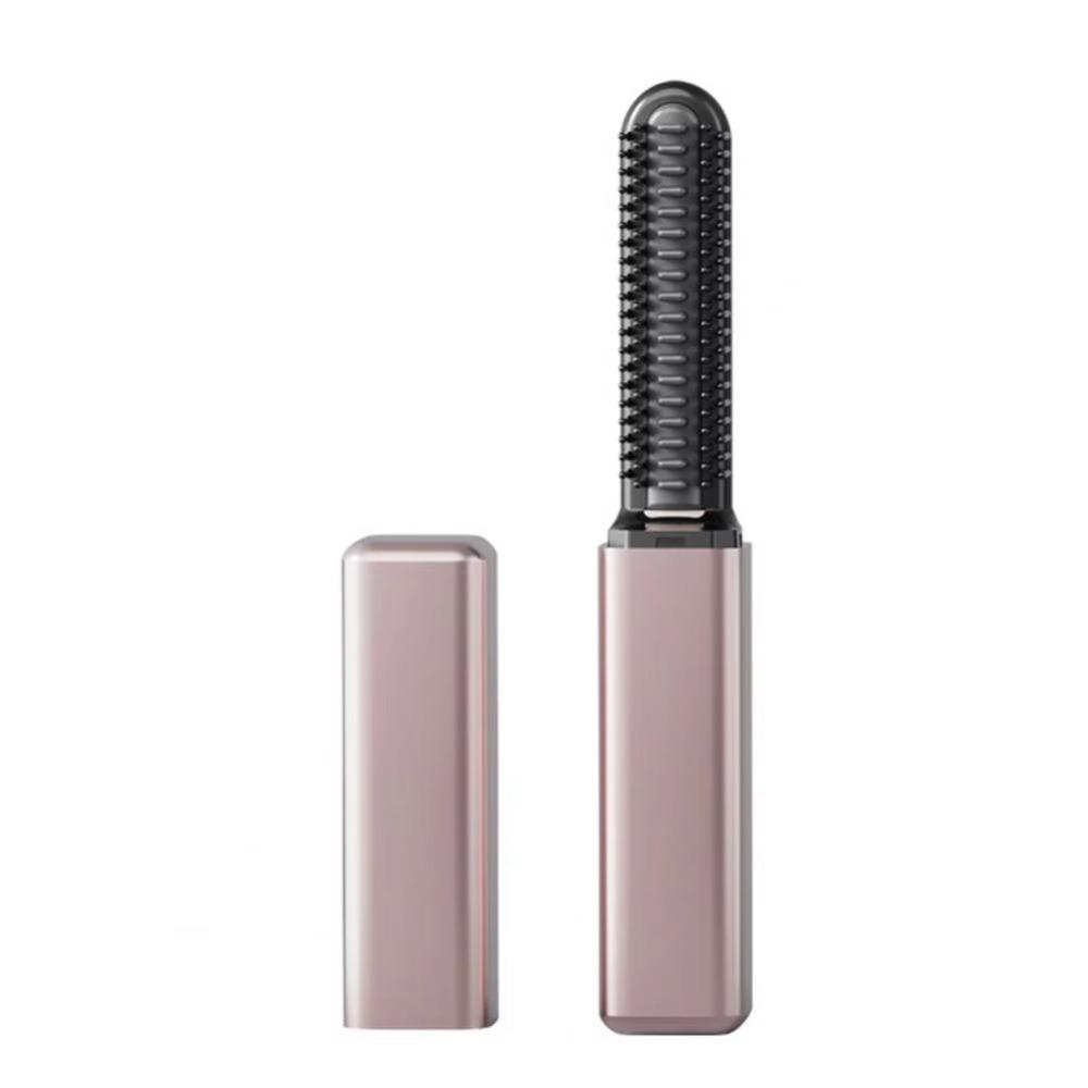 Cordless Wireless Bangs Comb USB Charging Portable Hair Straightener Travel розового золота