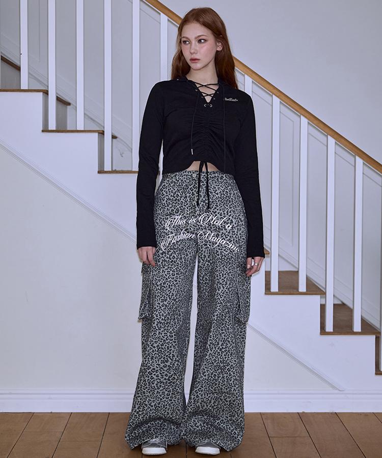 ROSEFRANTZ Leopard Wide Pants [Gray]
