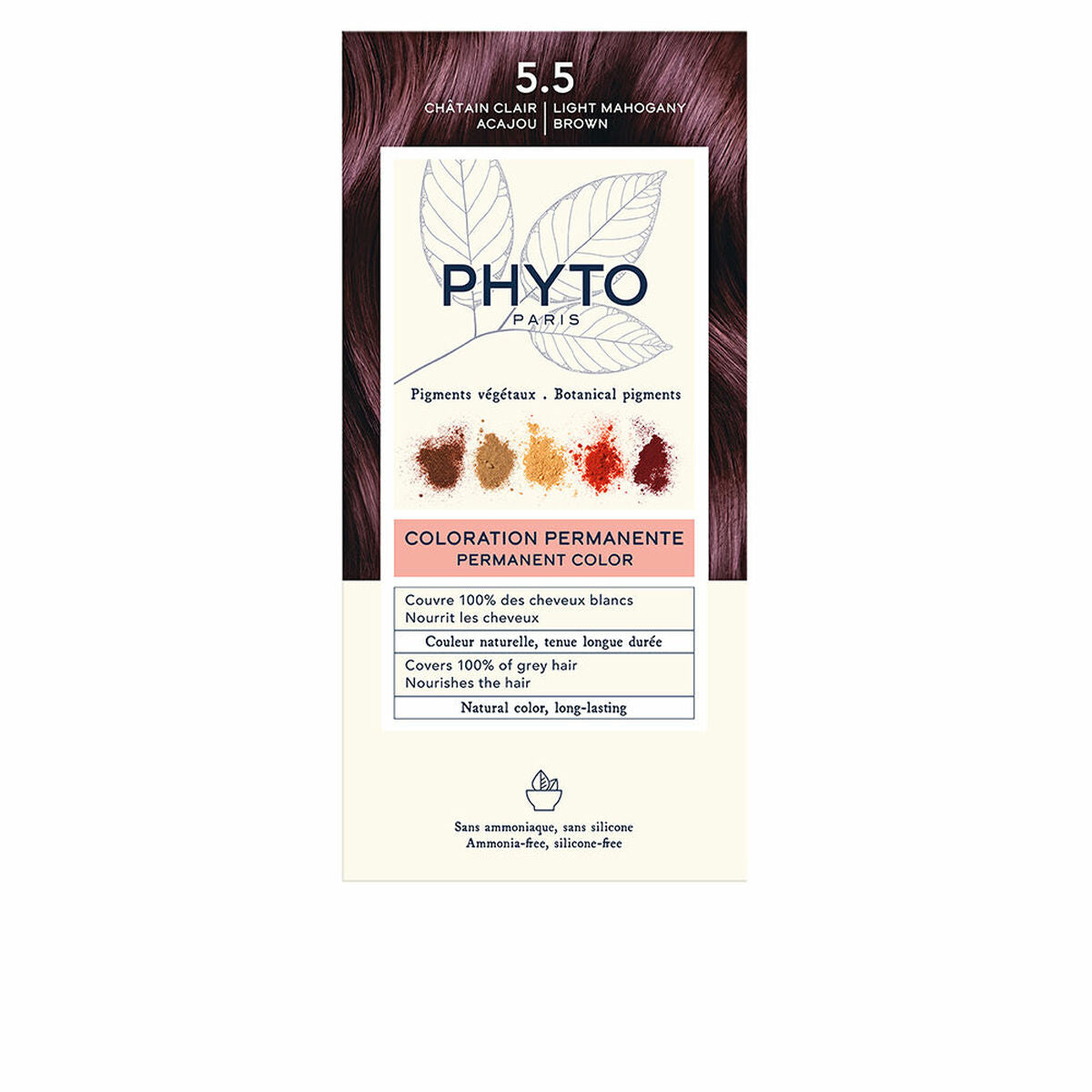 

Стойкая краска для волос Phyto Paris PHYTOCOLOR #5.5-Светло-каштановый махагон