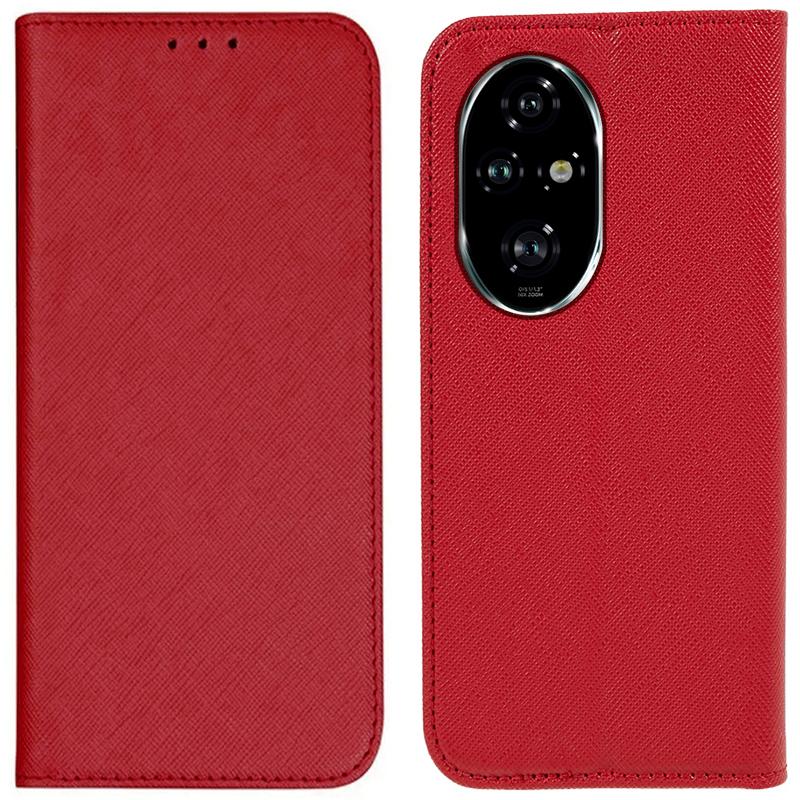 

For Honor 200 5G Case Cross Texture Leather Phone Cover Magnetic Absorption Red