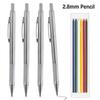 New 2.8mm Solid Mechanical Carpenter Pencil All Metal Pen Body 2B Multicolor Lead Architectural Engineering Design Marking Tool