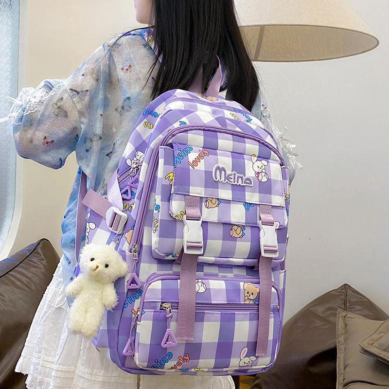 New Schoolbag for Elementary School Students  Junior High School Girls  Five Piece Set for Children's School Backpack