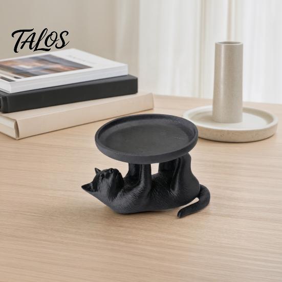 Talos 3D Printed Reclining Cat Jewelry Tray, Cute Ring Holder & Earring Organizer Dish for Dresser Vanity, Decorative Kitten Trinket Bracelets