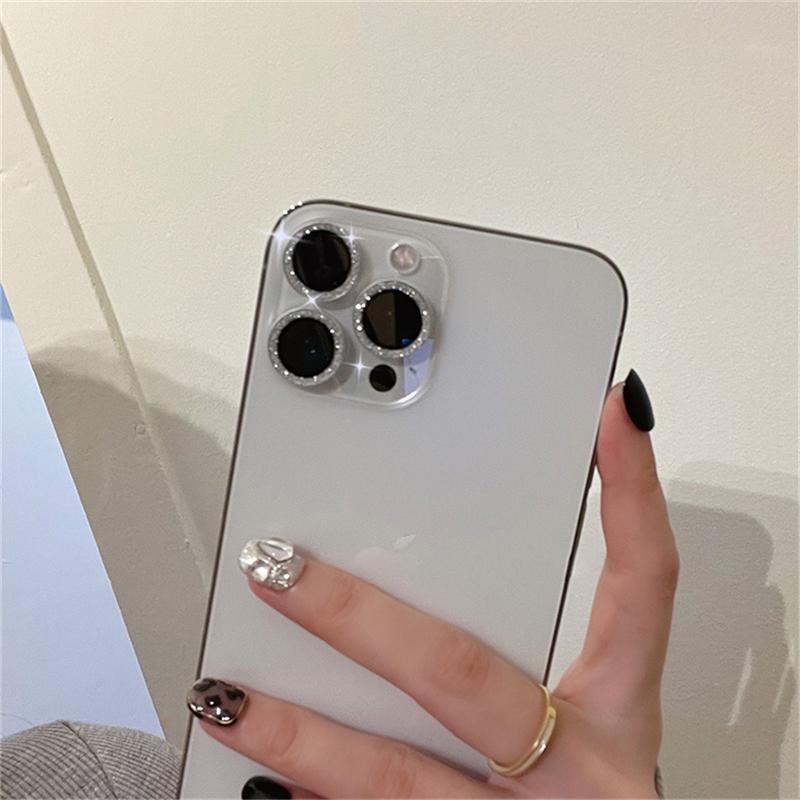 3d Bling Diamond Camera Lens Protector For Iphone 12 13 Pro Max Metal Ring Lens Tempered Glass Film For Iphone 11 Pro Max Cover