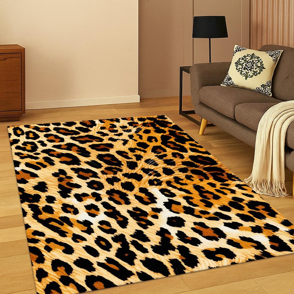 

3D Zebra Stripe Leopard Print Tiger Stripe Carpet Rug for Playroom Bedroom Living Room Sofa Doormat Decor , Kid Game Non-slip Mat 40x60cm