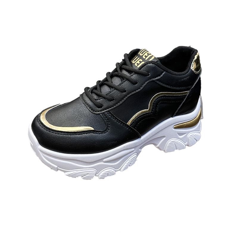 

New Thick-soled Casual Sports Single Shoes for Women, Such As Height-increasing Dad Shoes 35 чёрный