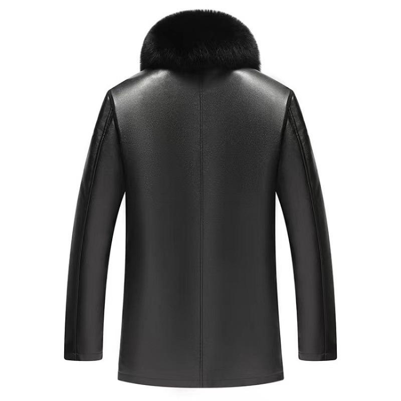 Neuer Stil Pelzkragen Ledermantel Gold Nerz Plus Samt Revers Abnehmbare Lederjacke Mantel Echtes Leder Herrenbekleidung