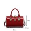 2023 Autumn High-End Retro Patent Leather Women's Handbag - Wedding & Festive Bright Red.