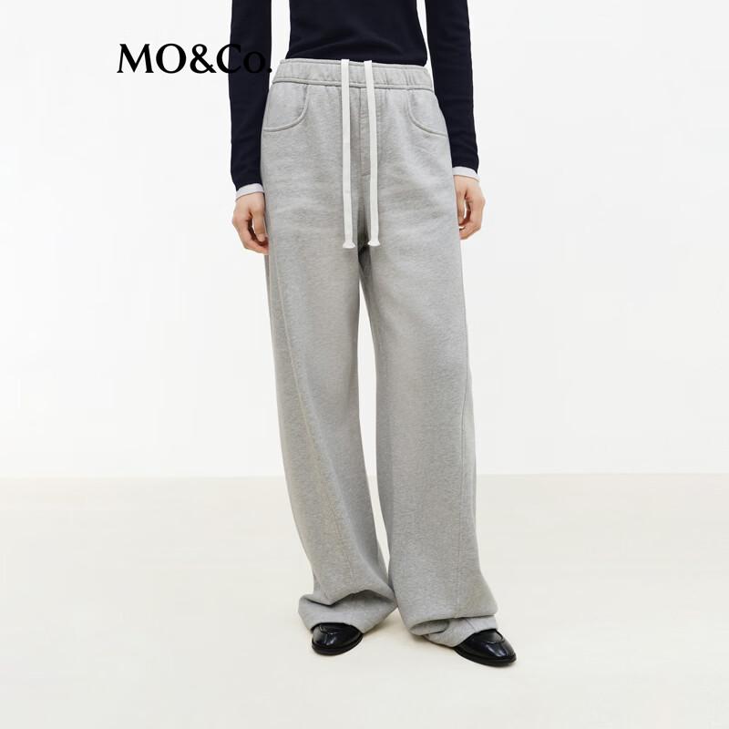 MO&Co. Women s High-Waist Curved Wide-Leg Knit Pants M