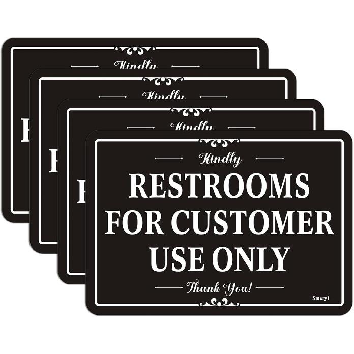 Restrooms for er Use Only Signs 6” x 4” Restrooms for ers Only Sign, Restroom Signs for Home/Business, Self-Adhesive Backing, Thick Acrylic, Easy