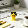 Durable Duck Statue for Display Funny Angry Figurine, Cute Yellow Desk Decoration, Little Standing Desktop Figurine Office Ornament with Goggles