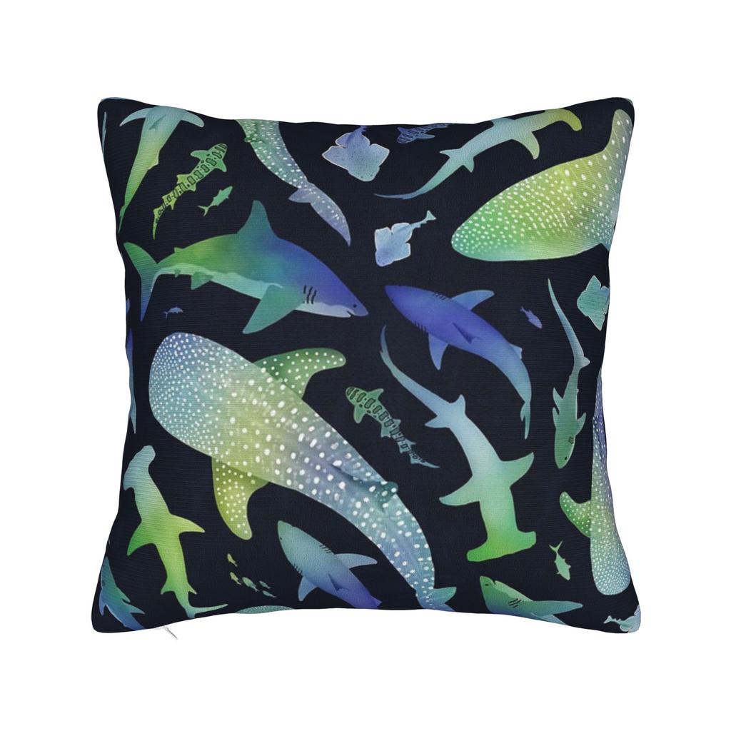 Pillow Cover Sharks Fantastic Animals Vintage Watercolor Pattern Vintage Pillow Case For Living Room Chair Pillowcases