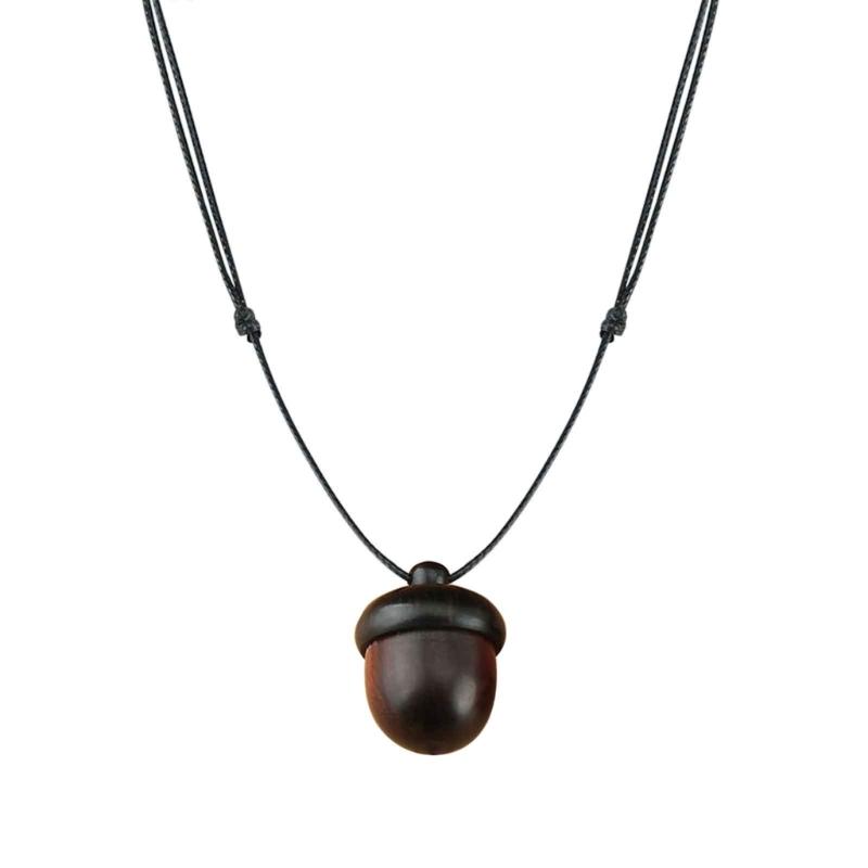 Retro Twist Ebony Acorn Pendant Gawu Box Long Necklace Simple Literary Men and Women Jewelry Wishing Bottle Jewelry