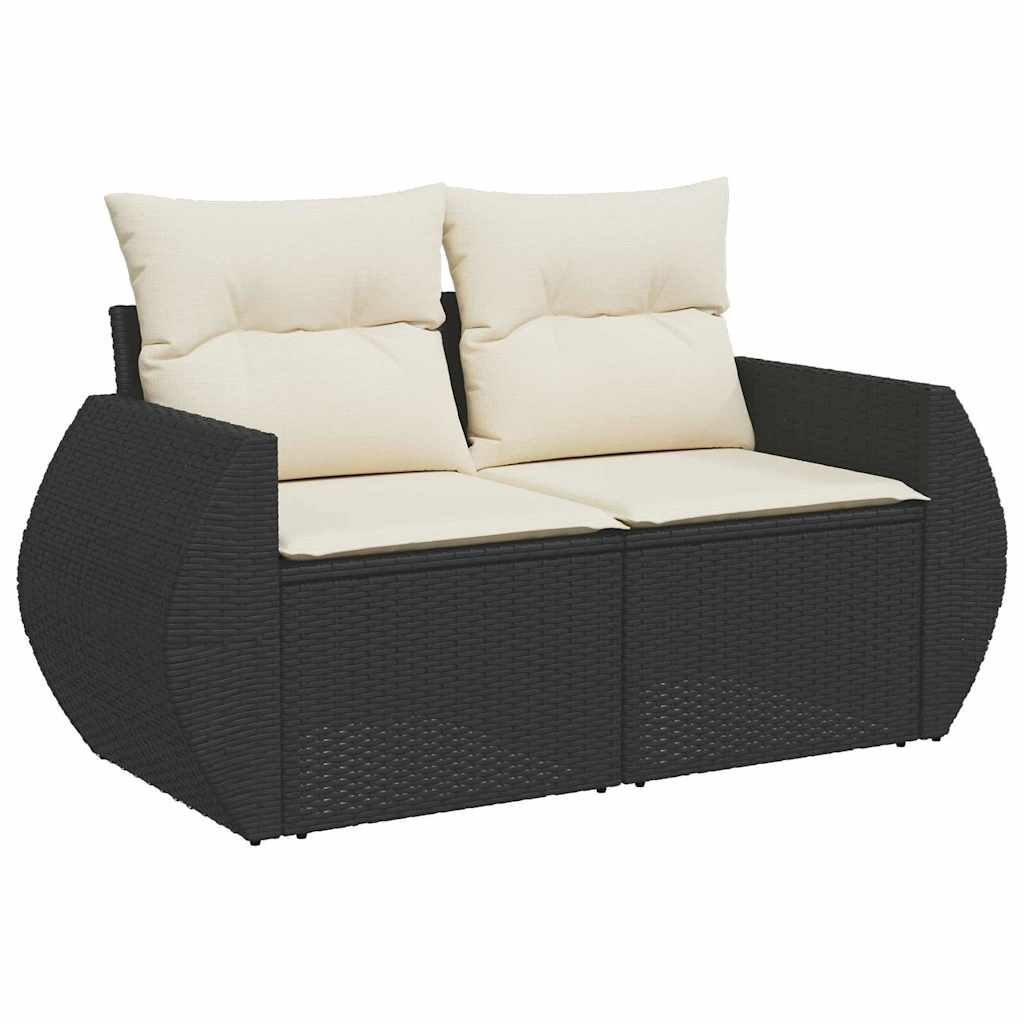 Garden Sofa Set with Cushions 8 pcs Black and Cream Poly Rattan