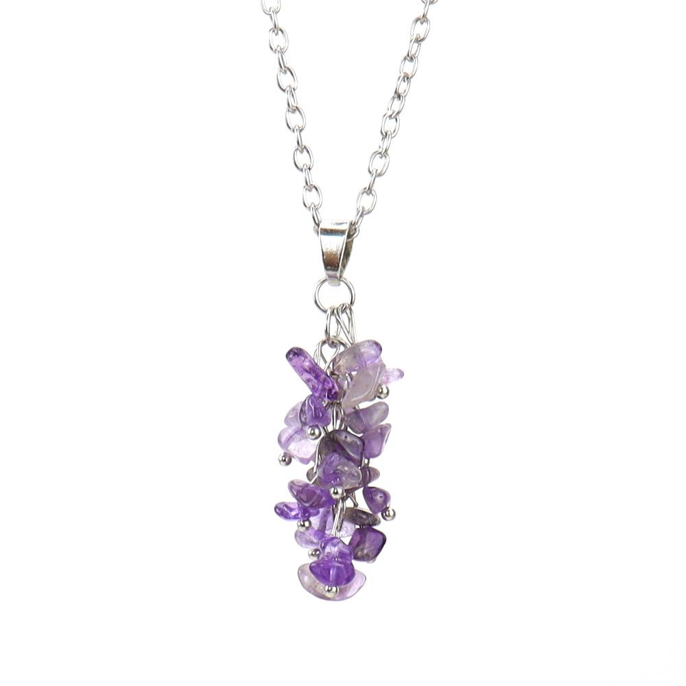 

Handmade Crystal Gravel Fringed Grape String 9-Character Needle Natural Stone Necklace N705 Pure natural