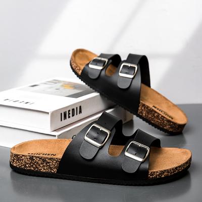 New Leather Cork Flip-flops Male Couple Vintage Summer Wear Muller Slippers Fashion Casual Beach Sandals New 2025 Zapatos Hombre