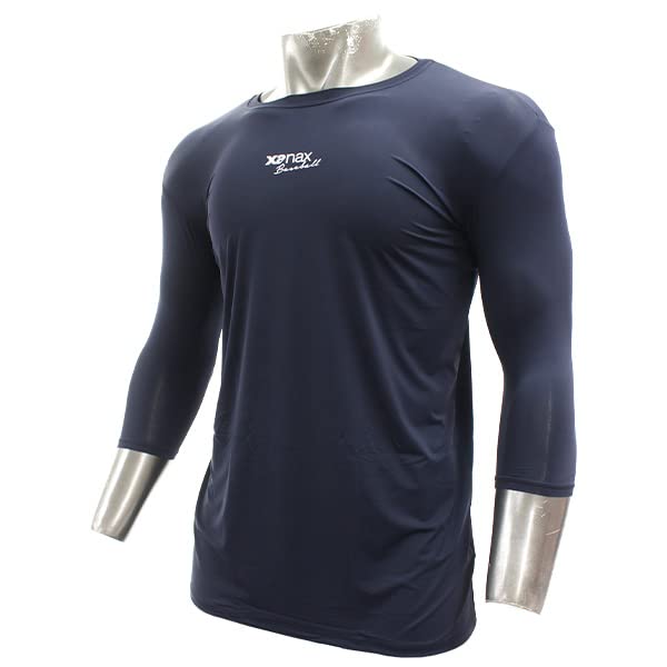 

Xanax Baseball Wear, Cool to the Touch, Loose Fit, Complete Undershirt 2, Low Neck, Round Neck, 3/4 Sleeves, BUS772 (50), Navy, Size L