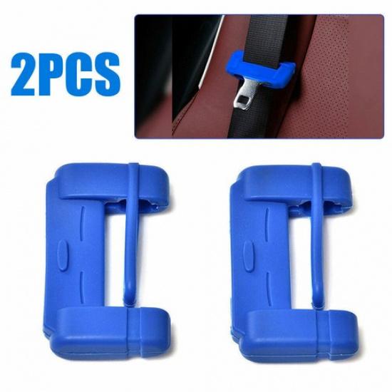 Car Interior Seat Belt Buckle Silicone Cover Clip Anti-Scratch Blue Accessories