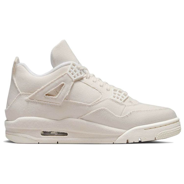 Air Jordan 4 Retro Blank Canvas Women Sneakers Cream Sail Cement-Grey DQ4909-100