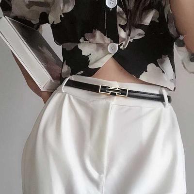 Women Thin Metal Pin Buckle Belt Long PU Leather Adjustable Waist Belts Dress Pants Jeans Decorative Straps