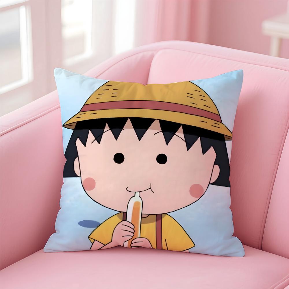 Poszewka na poduszkę Anime C-Chibi Maruko-chanS Wygodna Dwustronna Poszewka Idealna do Samochodu Sofy Sypialni i Nie Tylko