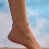 1PC Openwork Heart Ankle Chain For Women, Summer Beach Vacation Jewelry, Minimalist Alloy Anklet, Fashionable Foot Accessory For Travel Wedding Gift